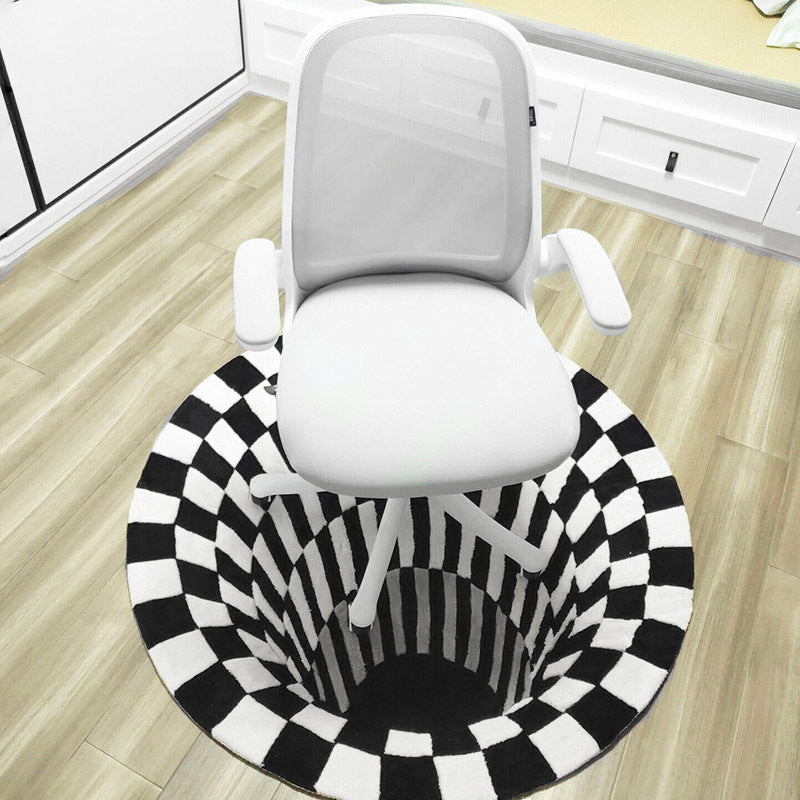 3D Vortex Carpet Black White Grid Bottomless Hole Illusion Rug Living Room Bedroom Anti-Slip Floor Mats Home Fashion Carpet Rugs sun store