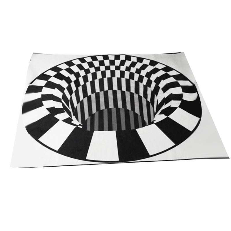 3D Vortex Carpet Black White Grid Bottomless Hole Illusion Rug Living Room Bedroom Anti-Slip Floor Mats Home Fashion Carpet Rugs sun store