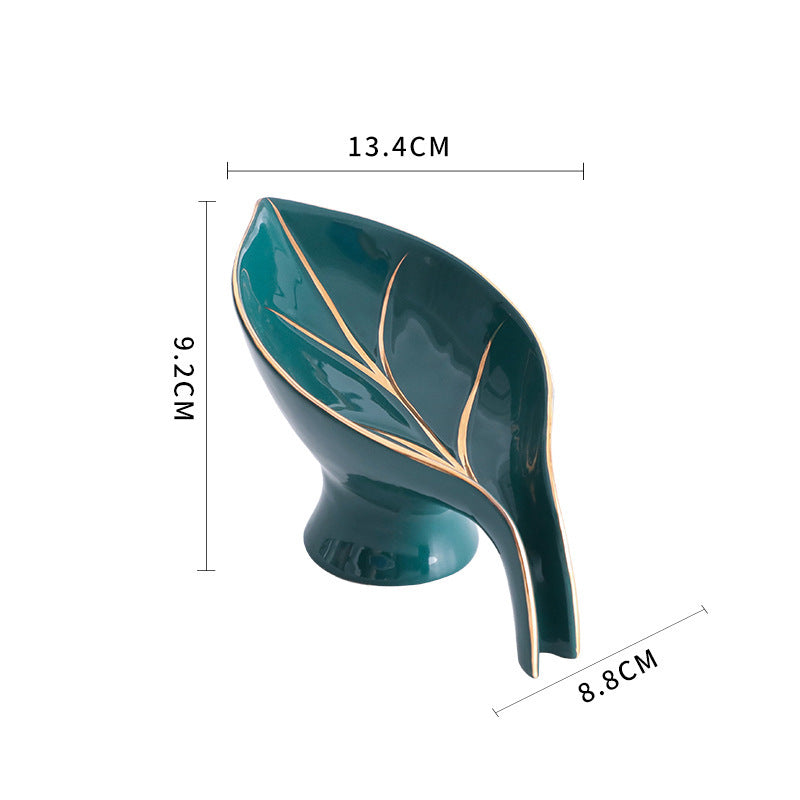 Ceramics Leaf Shape Soap Box Bathroom Soap Holder Dish Storage Plate Tray Bathroom Shower Supplies Bathroom Rack sun store