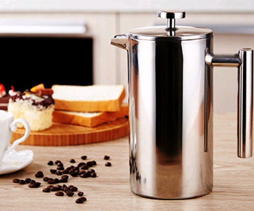 Double Stainless Steel Coffee Pot French Coffee Press Pot Insulation Pot Tea Maker Pressure Pot sun store