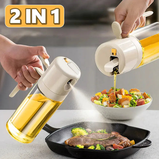 2 In 1 Oil Sprayer Bottle BBQ Cooking Oil Dispenser Olive Oil Pourers Sprayer Kitchen Baking Oil Mister Vinegar Bottle sun store