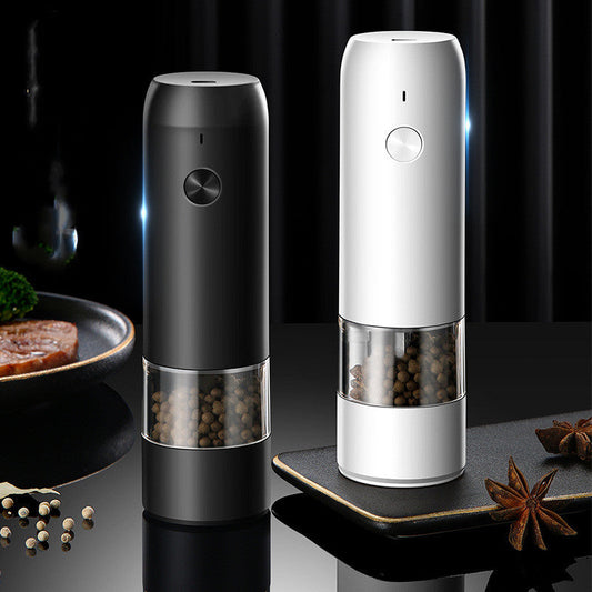 Rechargeable Electric Pepper And Salt Grinder Set One-Handed No Battery Needed Automatic Grinder With Adjustable Coarseness LED Light Refillable sun store