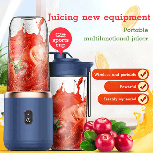 6blade Portable Blender Mini Juicer Cup Extractor Smoothie USB Charging Fruit Squeezer Blender Food Mixer Ice Crusher Portable Juicer Machine sun store