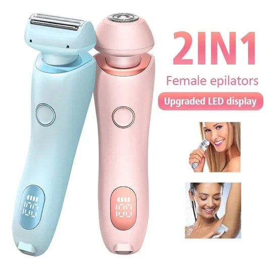 2 In 1 Hair Removal Epilator USB Rechargeable Trimmer Women Body Razor Face Leg Armpit Bikini Hand Pubic Shaver Hair Remover sun store