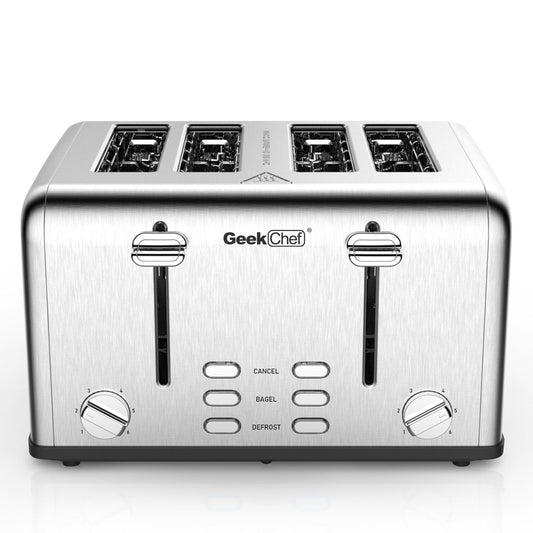 Prohibit Shelves In The Amazon. Toaster 4 Slice, Geek Chef Stainless Steel Extra-Wide Slot Toaster With Dual Control Panels Of Bagel,Defrost,Cancel Function,Ban Amazon sun store
