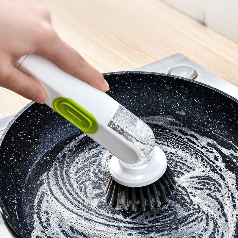 Multi-Functional Long-Handle Liquid-Filled Cleaning Brush Washing Up Brushes With Liquid Dispenser Two Replacement Heads For Kitchen Cleaning Brush Gadgets sun store